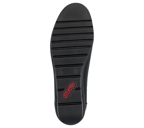 Balerini casual, femei, RIEKER ANTISTRESS, L5360-00 negru, piele naturala
